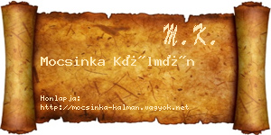 Mocsinka Kálmán névjegykártya